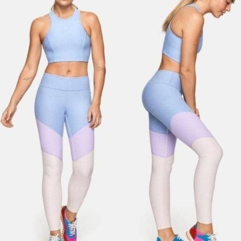 Outdoor Voices Blue Striped Leggings